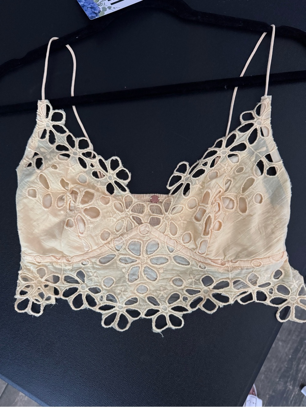Free People Banana Cream Floral Cutout Lace Bralette